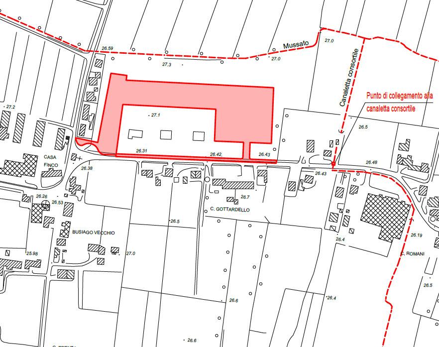 Inquadramento di dettaglio Il sito in esame si colloca a nord - est del centro di Campo San Martino.