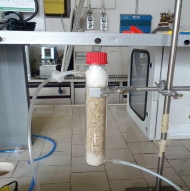 SIMULTANEOUS BIOGAS CLEANING AND UPGRADING Real biogas experiment Initial concentrations: CO 2 38%, CH 4 55%, O 2 < 5%, H 2 S 108 ppm 120 grams of tuff Total flow: 620 ml/min Grain size: <5 mm