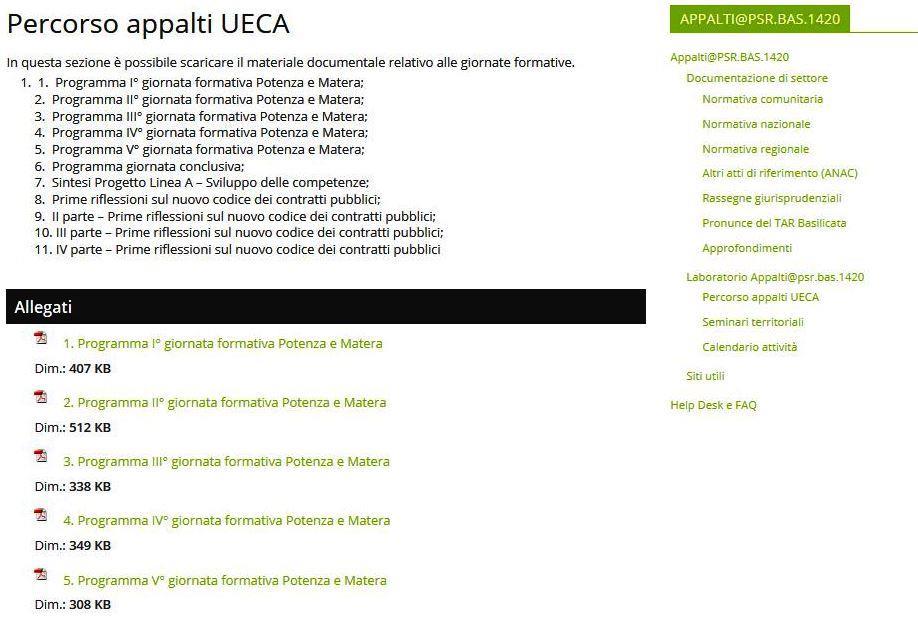 Nella sezione Percorso Appalti UECA è possibile Informarsi sul percoso formativo svolto