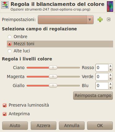 Bilanciamento Il bilanciamento consiste nell'effettuare una mappatura su tutti i piani colore per cambiare le dominanti colore In altre parole, si aumentano o