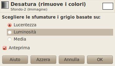 Desaturazione La desaturazione consiste nell'azzerare il canale della saturazione In pratica, tutti i colori diventano grigi