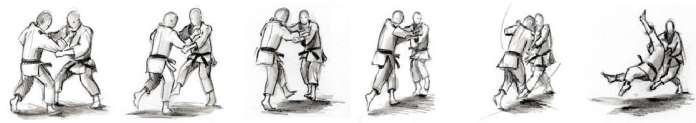 Nage Waza Go kyo 1-1 Dan 1 de (cfr. deru): (1) avanzante; avanzato; (2) uscente. ashi-barai: spazzata del piede (Tachi-waza ; Ashi-waza).