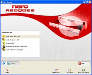 Schermata iniziale di Nero Recode 4 Schermata iniziale di Nero Recode Una volta avviato Nero Recode viene visualizzata la schermata iniziale di Nero Recode.