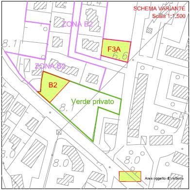 Scheda norma 18 03: cambio di zona del mappale 352 da zona B1 a verde pubblico e di parte del mappale 317 da verde privato a zona B2 residenziale di completamento.