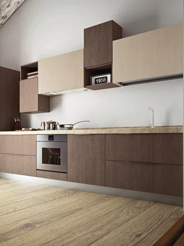la cucina. This collection is characterized by the varying positions of the wall units.
