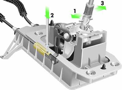 Service Come allentare il cavo di selezione Scatola leva Boccola Dispositivo di arresto cavo di selezione S299_140 Per allentare il cavo di selezione è necessario innanzitutto spostare la leva di