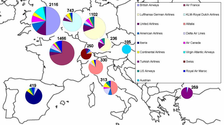 Ogni hub ha una compagnia aerea di riferimento