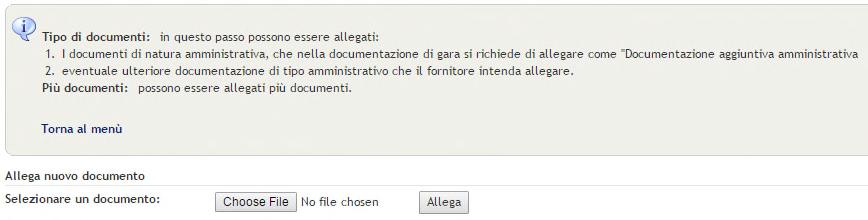 Cliccando sul link corrispondente si aprirà la seguente pagina: Cliccando sui tasti Choose File e successivamente Allega è possibile selezionare il file desiderato, per poi caricarlo in piattaforma.