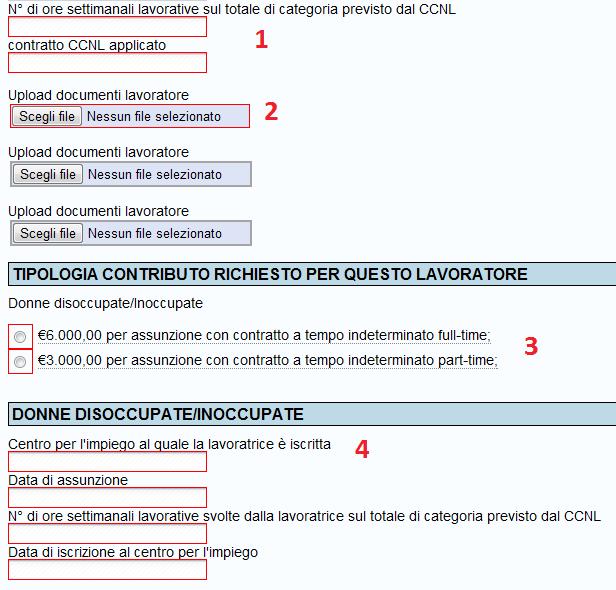 Nella simulazione esemplificata nella schermata sottostante, sono stati indicati due lavoratori: I dati anagrafici del lavoratore sono comuni a tutte le tipologie e devono essere inseriti