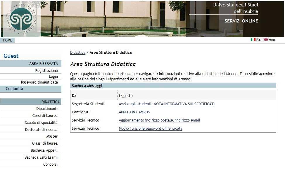 1 REGISTRAZIONE AI SERVIZI WEB DELLA SEGRETERIA STUDENTI Per presentare domanda di nulla osta al trasferimento ai corsi ad