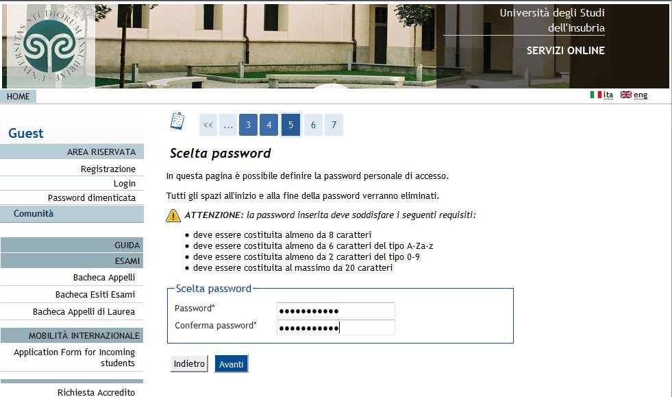 4 REGISTRAZIONE AI SERVIZI WEB DELLA SEGRETERIA STUDENTI