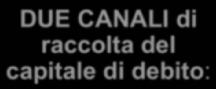 DUE CANALI di raccolta del capitale di debito: BANCHE: costi elevati; condizioni imposte