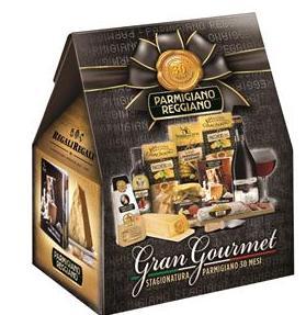 38667 LE CADEAU GRAN GOURMET (10PZ) Esclusiva cuspide serigrafata Strenna Parmigiano Coltellino taglia formaggio del Consorzio Parmigiano Reggiano Mini Ricettario del Consorzio Parmigiano Reggiano