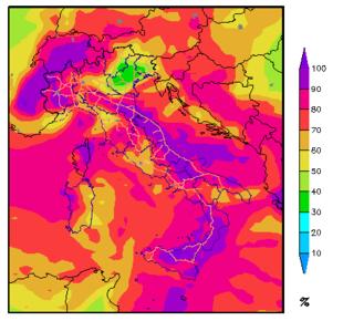 su rilievi alpini occidentali, sull'appennino ligure e sull'emilia,