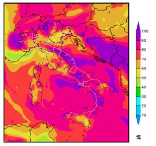 Piogge diuse al Centro, su Puglia meridionale, Sicilia e Calabria, più occasionali sul resto del