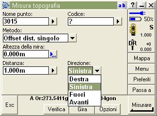 Cliccare Memor. per memorizzare il punto e passare alla misura del punto seguente Or.