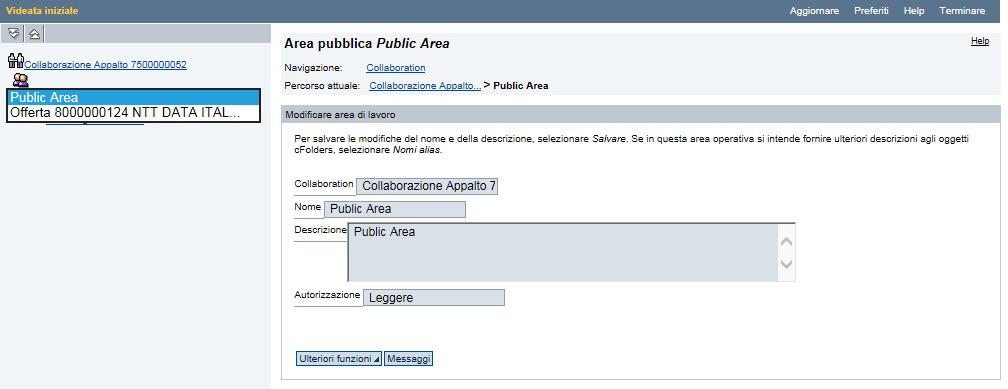 Visualizzare le offerte Area collaborativa Si aprirà l area