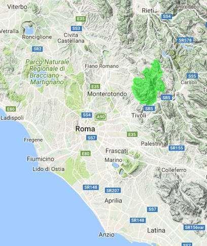 Localizzazione e territorio Posizione I Monti Lucretili fanno parte del sub appennino laziale e