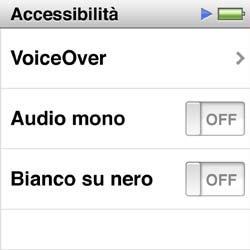 7 Tocca due volte quando ascolti Interruttore VoiceOver attivo. Per confermare l'impostazione ascolterai il messaggio VoiceOver disattivato.
