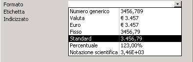 Modificare le proprietà dei campi Formato: il modo co il quale viee mostrato il dato i esso coteuto Per esempio: u umero può essere visualizzato co