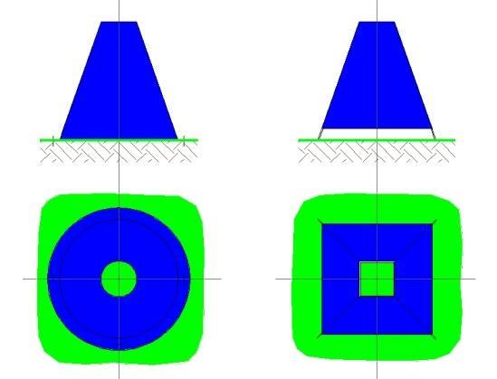 2.5.1 Marker di forma conica / piramidale Colore: Dimensioni: Materiale: Distanza: Collocazione: Blu (RAL 5012 blu luce) Diametro: ca. 35 cm Altezza: max.