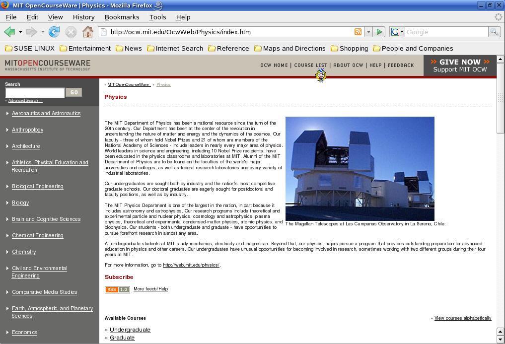 MIT Opencourseware Propone un ampia collezione di materiali didattici, anche