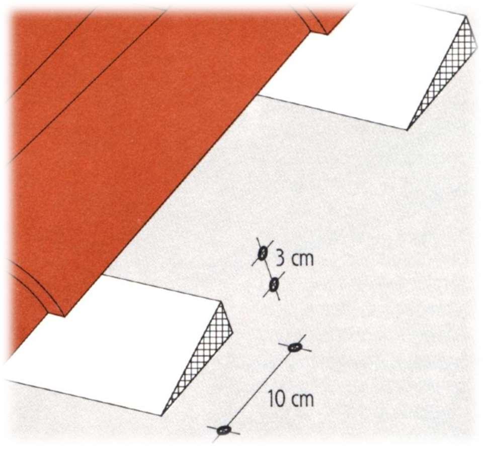 Elemento di supporto di calcestruzzo e cordoli di malta Prima di posare le tegole, si dovrà attendere che sia perfettamente asciutto, per
