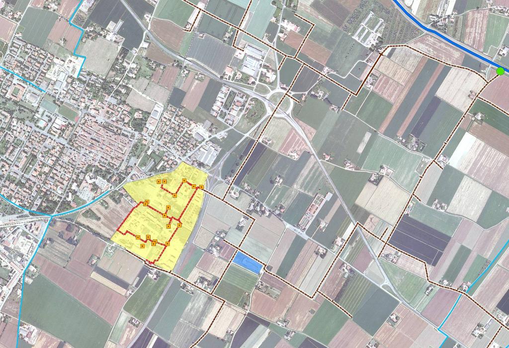 la rete irrigua duale in zona Creti serviti al 2012 : 4,50 Ha (4 Ha aree pubbliche - 0,5 Ha aree private) 2,146 Km di condotte n.