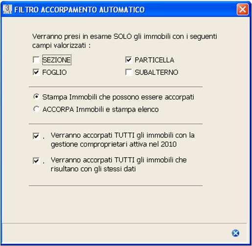 GESIMM Gestione Immobili Accorpamento Immobili Possiamo effettuare una stampa degli immobili che verranno accorpati prima di effettuare il comando definitivo, questo al fine di controllare come la