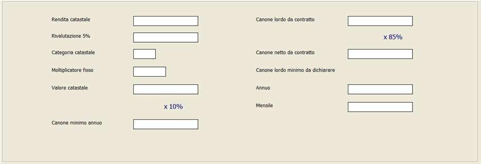 GESTIONE LOCAZIONI Minimum Tax: Prospetto di confronto tra il canone netto dichiarato e il canone annuo minimo, se i requisiti minimi non vengono rispettati viene evidenziata