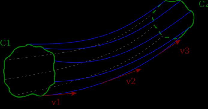 Equazione di continuità Definiamo un tubo di flusso come l insieme delle linee di flusso passanti per una cura chiusa che non sia, essa stessa, una linea di flusso.