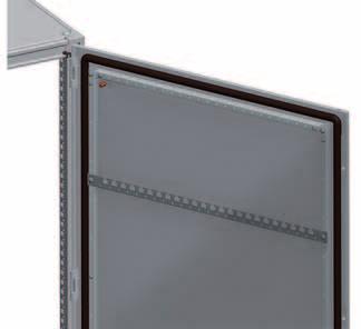 Spacial SM: gli armadi larghezza 100 mm richiedono la guida di regolazione, alta e bassa montata nella parte centrale dell'armadio, vedere pagina /3. Materiale: acciaio galvanizzato.