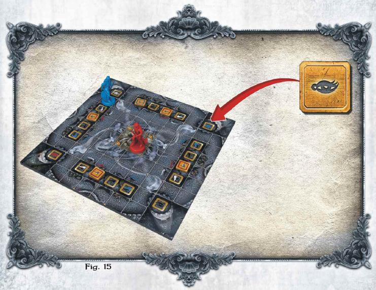 8. Il Gettone Maledizione (simbolo occhio): il gettone che rappresenta la maledizione di Anastasia nella fortezza rimarrà nella scatola di gioco fino a che potrà essere usato da uno dei giocatori.