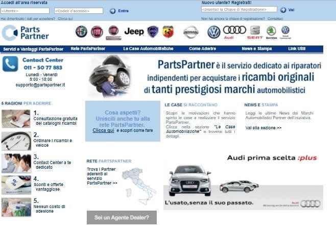 Accesso al Sistema Per accedere al Portale PartsPartner, l Utente deve digitare il seguente indirizzo: www.partspartner.