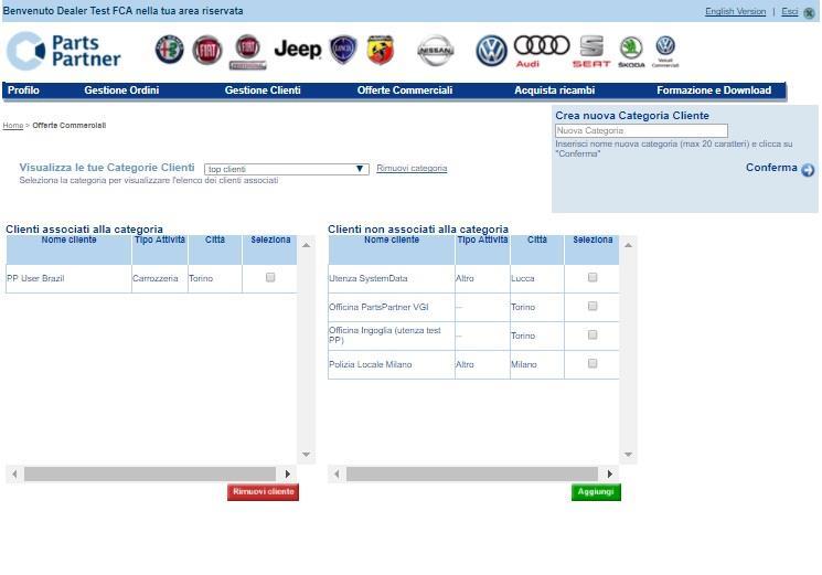 Home Page Offerte Commerciali Categorie clienti Nella Home Page Dealer è presente il link per la creazione delle Categorie Clienti da utilizzare per le Offerte Commerciali (le stesse