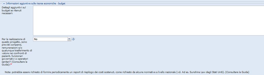 In caso non sia possibile inserire informazioni, selezionare Non pertinente (inserire 0 in tutti i campi) alla prima voce e poi il valore 0 nelle altre Eventuali