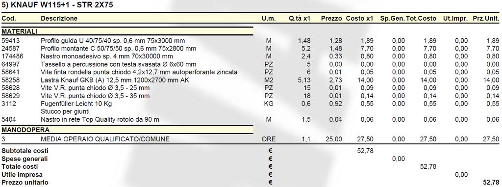 NB la quotazione potrebbe variare in base alle dimensioni ed alla sagoma del manufatto 1 vedi rapporto di prova nr 270543/3209 FR Vedi voce 3 SOSTUTUZIONE LASTRE PARETE