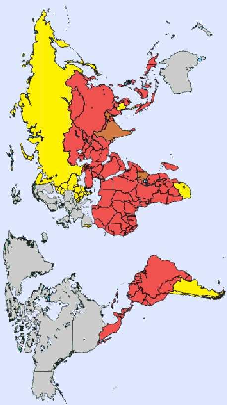 Aree a basso rischio: <8 % di probabilità di diarrea Aree a moderato rischio: 8-20% di probabilità di diarrea Aree ad medio rischio: