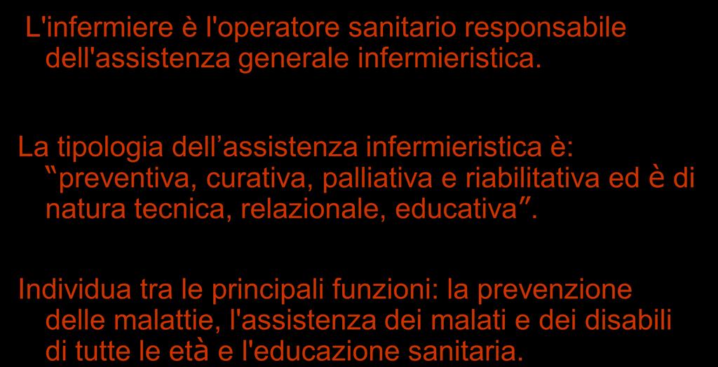 L'infermiere è l'operatore sanitario responsabile dell'assistenza generale infermieristica.