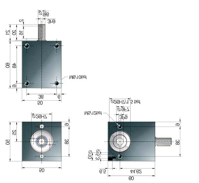 Rinvio angolare KSZ-2 M5/12prof Dati tecnici Rapporto di trasmissione Dentatura