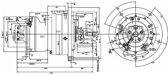 BD2 + R24 PRODUCT COMPONENTS - R24 Gearbox - BD2 Hydraulic motor series - Standard fitting with D40 distributor * FEATURES - Internal connection between case and return line allows the