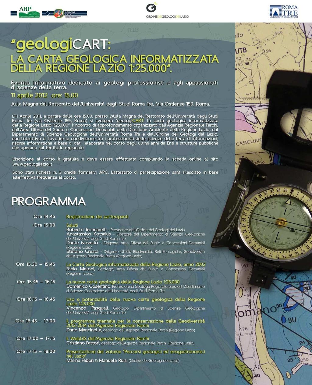 - Presentazione della Carta geologica informatizzata della Regione Lazio in scala 1:25.