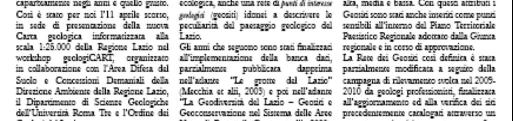 In: Rocce e sapori del Lazio, Ed. Regione Lazio ARP, 12-17.