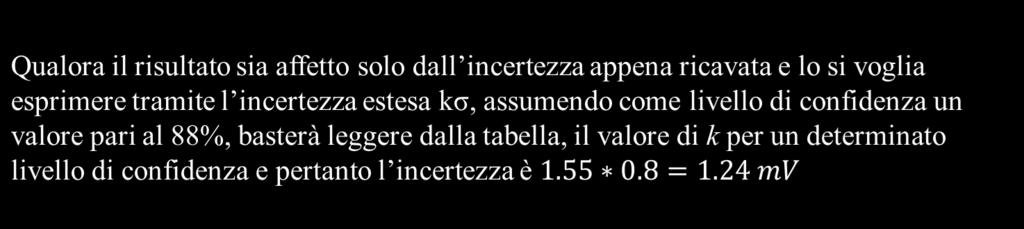 Livello di confidenza: Esempio Un voltmetro digitale con 4 cifre viene utilizzato per misurare la tensione di uscita di un trasduttore di pressione.