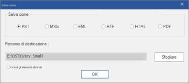 6. I file PST saranno salvati nella posizione indicata. Sarà necessario importare i file PST recuperati in MS Outlook per ussari.