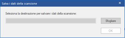 Salva e carica i dati della scansione Questa opzione consente di salvare i dati scansionati dai file tramite il comando Salva i dati della scansione e quindi, in un secondo tempo, di caricare il file.