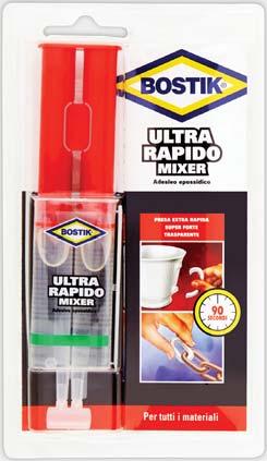 D254 8000053131739 Bostik Saldarapido blister 30ml BOSTIK ULTRA RAPIDO MIXER Adesivo epossidico bicomponente per riparare e saldare porcellana, vetro, plastica, ceramica, plexiglas, bigiotteria,