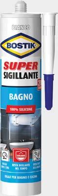 D2438 8710439224572 Bostik Super Sigillante Cucina 300ml BOSTIK SUPER SIGILLANTE BAGNO Sigillante acetico 100% puro silicone. Super veloce: doccia dopo 2 ore.