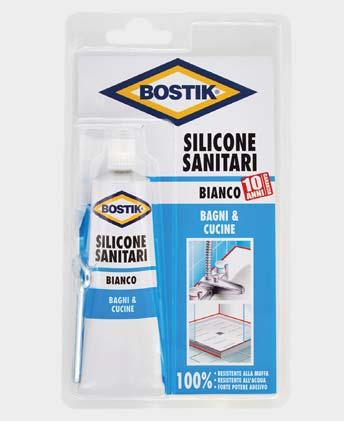 sigillanti blister e tubi BOSTIK SILICONE UNIVERSALE Silicone acetico. Per sigillature facili, pratiche e rapide.