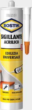 sigillanti fai da te BOSTIK EDILIZIA UNIVERSALE Sigillante a base acrilica senza solventi. Verniciabile, inodore, con buona elasticità. Colori: bianco e grigio.